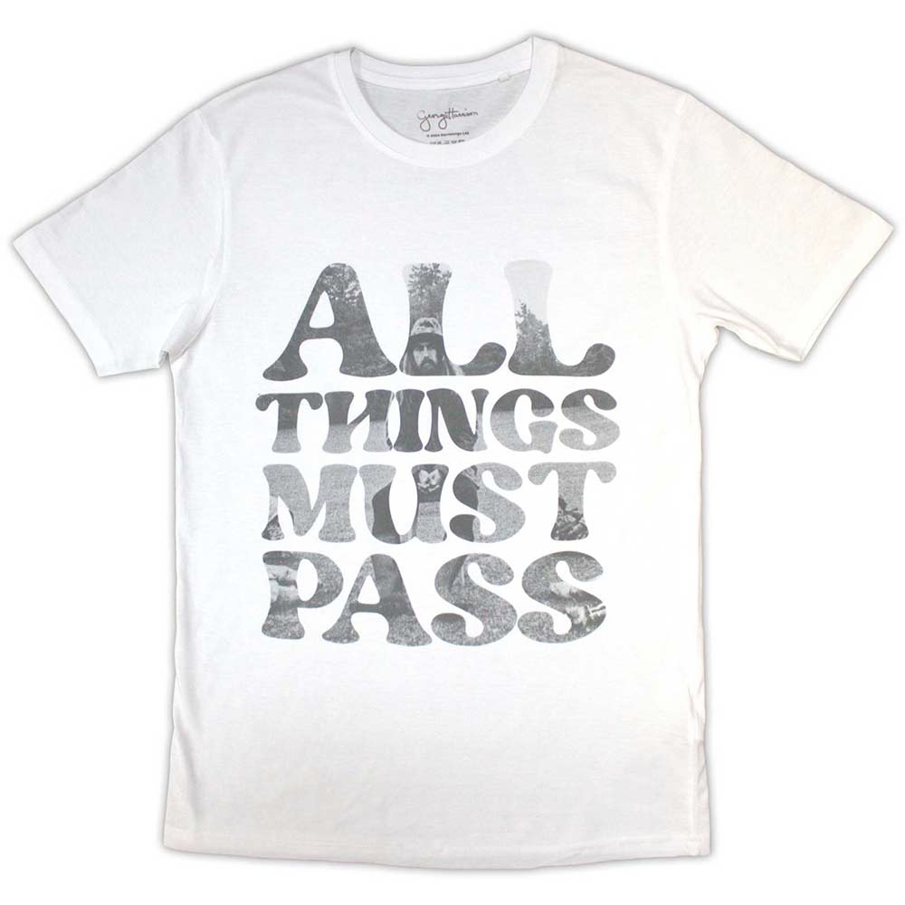 George Harrison - All Things Must Pass Text Infill Heren Tshirt - Wit